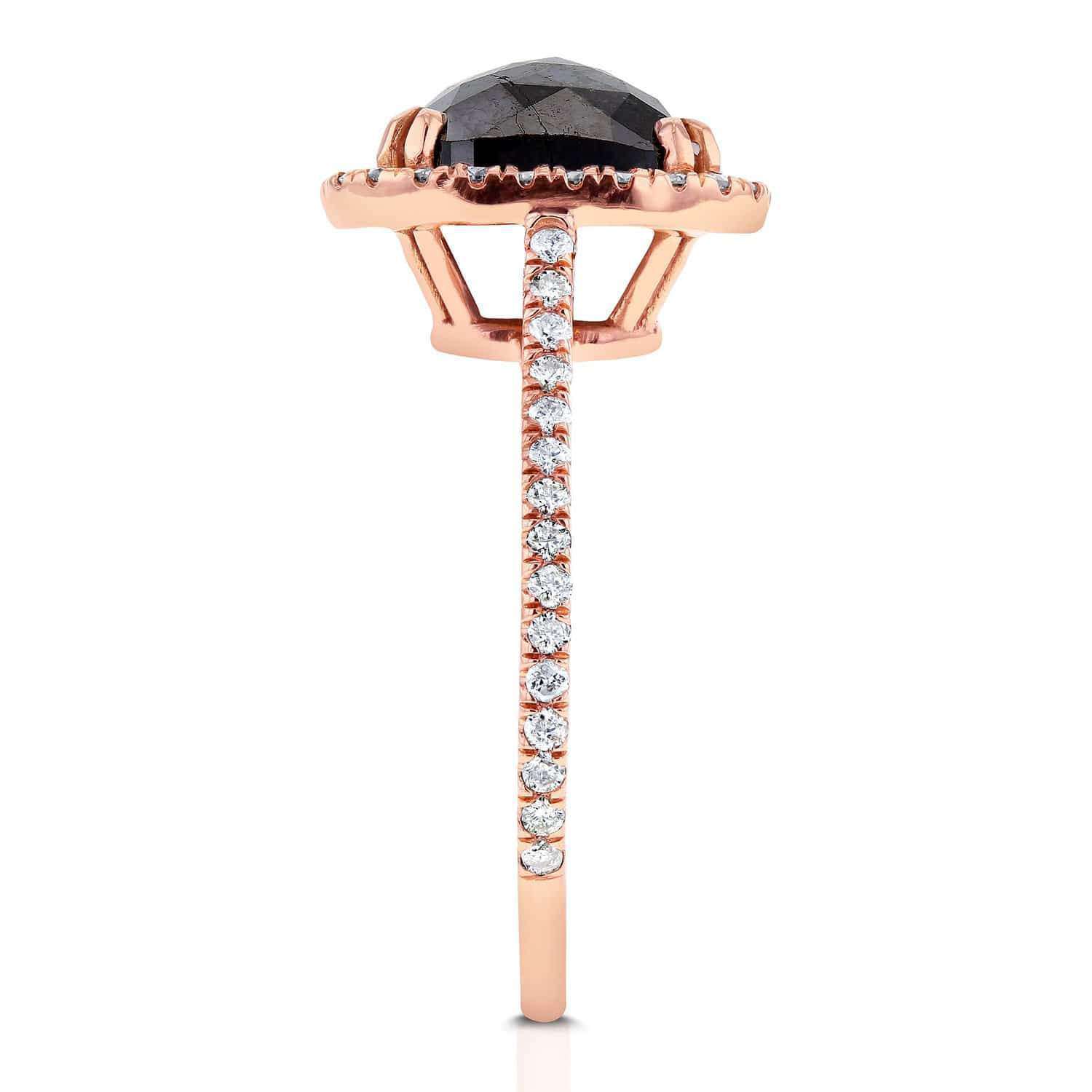 Kobelli Cushion Cut Black Diamond Halo Ring 3 7/8 CTW in 14k Rose Gold 71148X/8.5R
