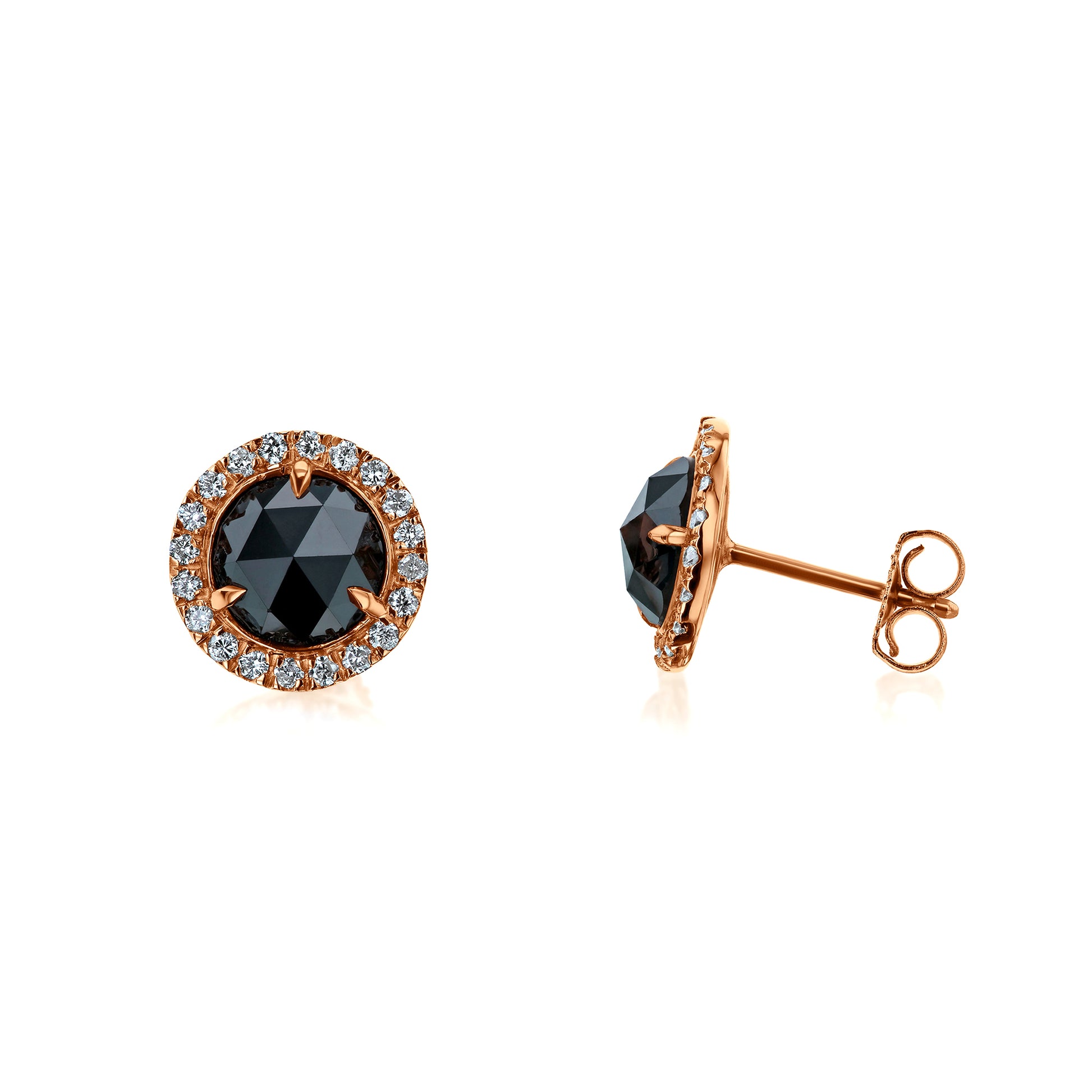 2.6 Carat Black Diamond Morgana Halo Studs