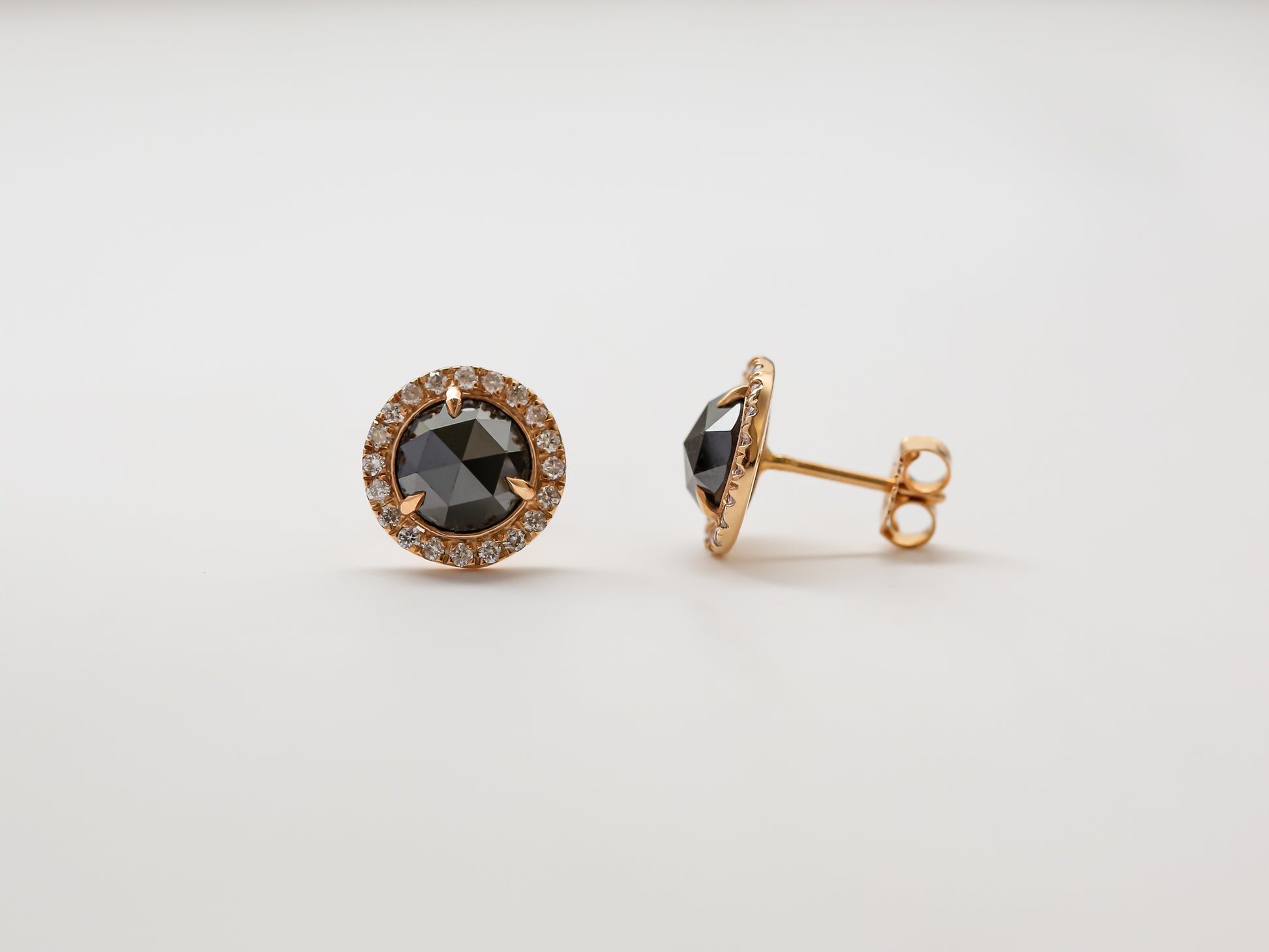 2.6 Carat Black Diamond Morgana Halo Studs