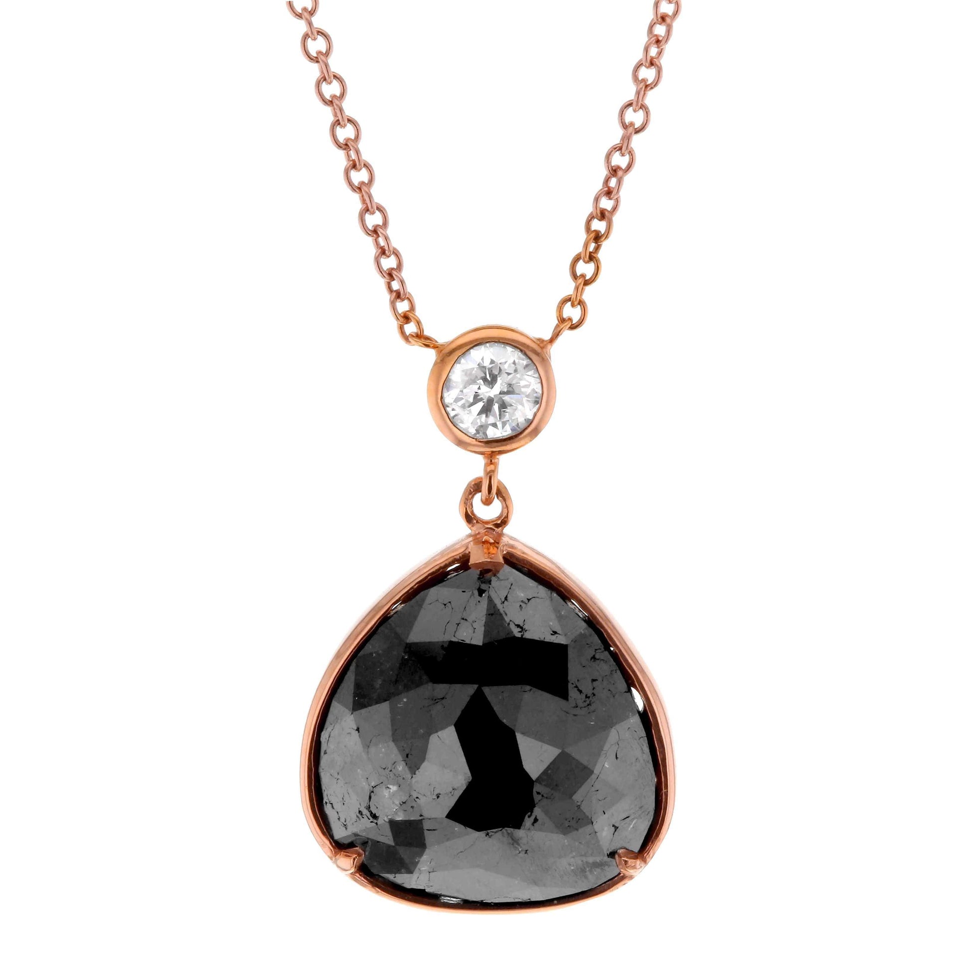 Kobelli Pear Shaped Rose-cut Black & White Diamond Halo Style Pendant 4 1/2 CTW in 14k Rose Gold 71153X