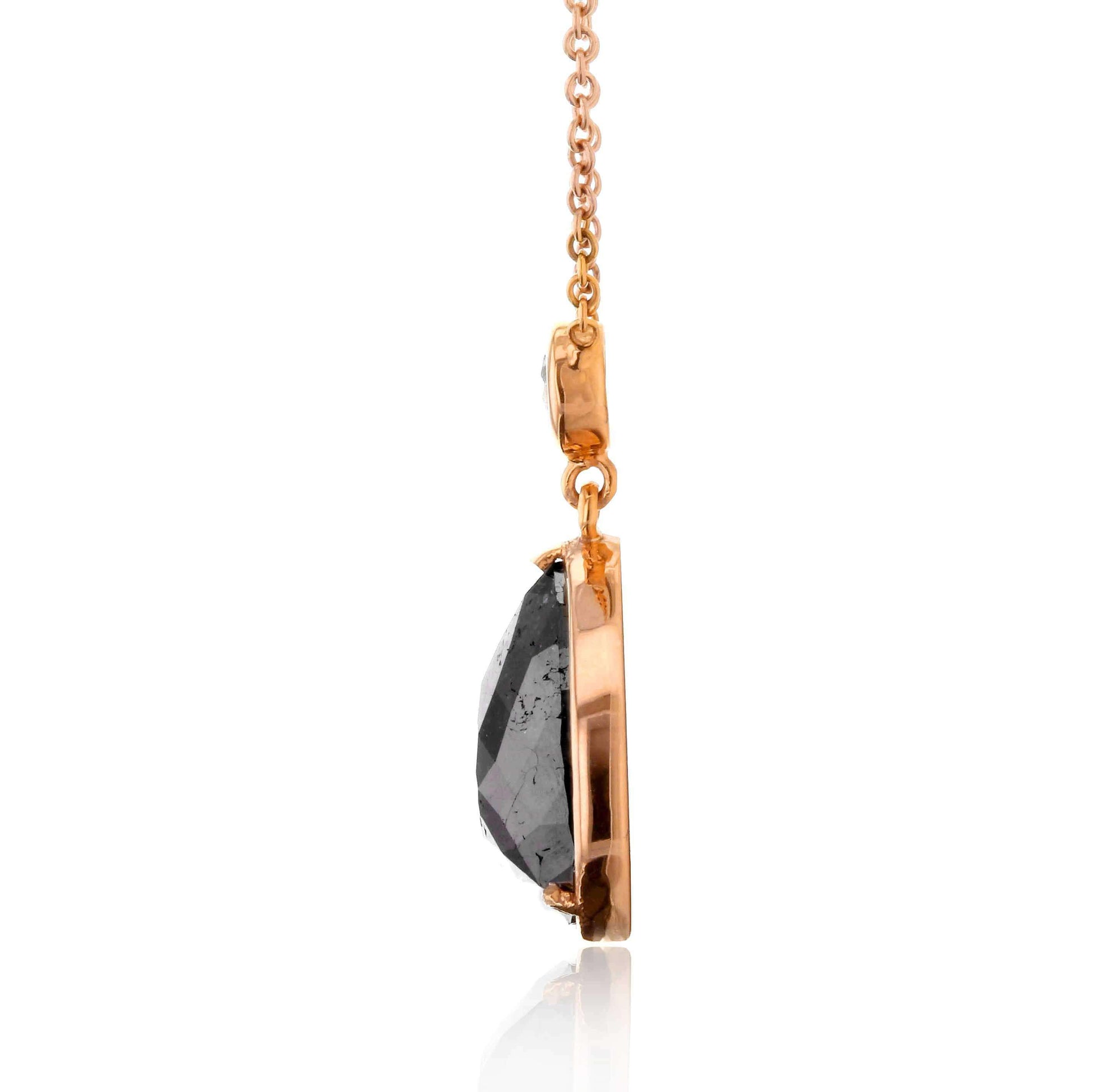 Kobelli Pear Shaped Rose-cut Black & White Diamond Halo Style Pendant 4 1/2 CTW in 14k Rose Gold 71153X
