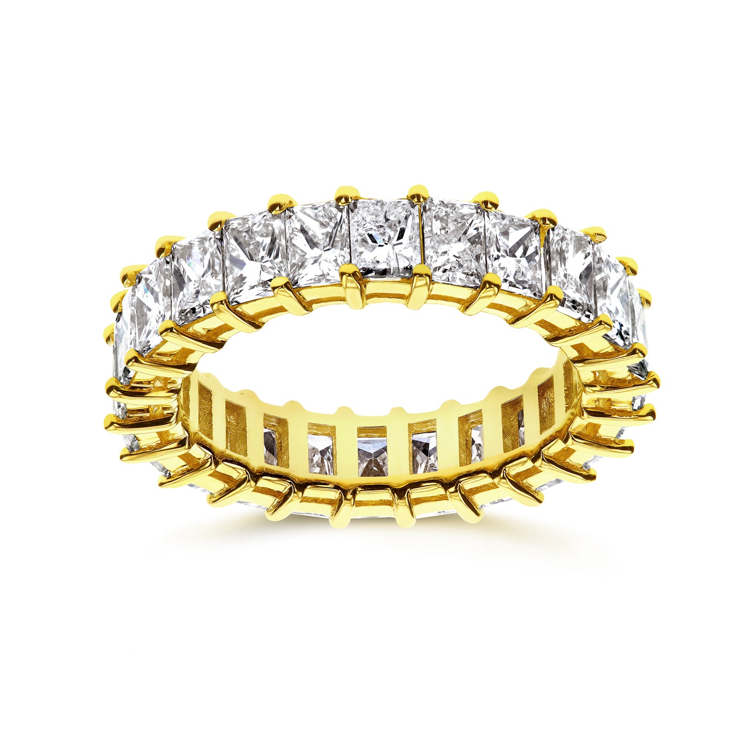 3.87 Carat Natural Diamond Princess Baguette Eternity Ring