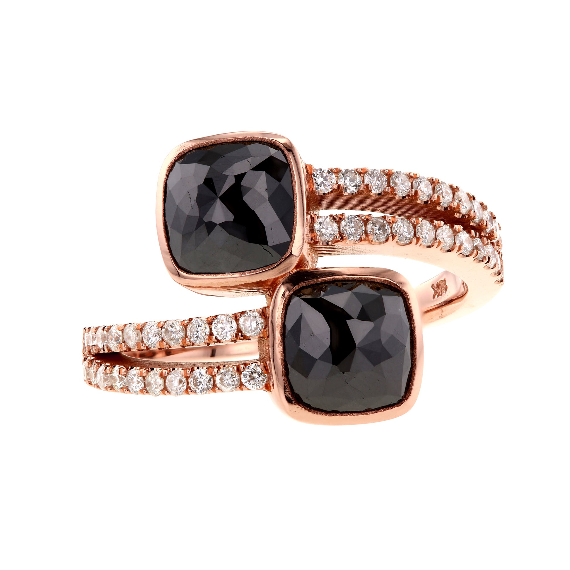 2.83 Carat Black Diamond Toi et Moi Ring