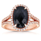 Kobelli ovaler Halo-Ring mit geteiltem Schaft und schwarzem und weißem Diamant, 3 3/5 CTW, in 14 Karat Roségold 71241X_7.0