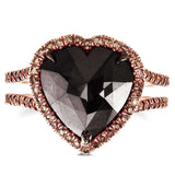 Kobelli Rose-kuttet hjerteformet svart diamant Halo Ring 5 CTW i 18k rosegull 71249X_7.0