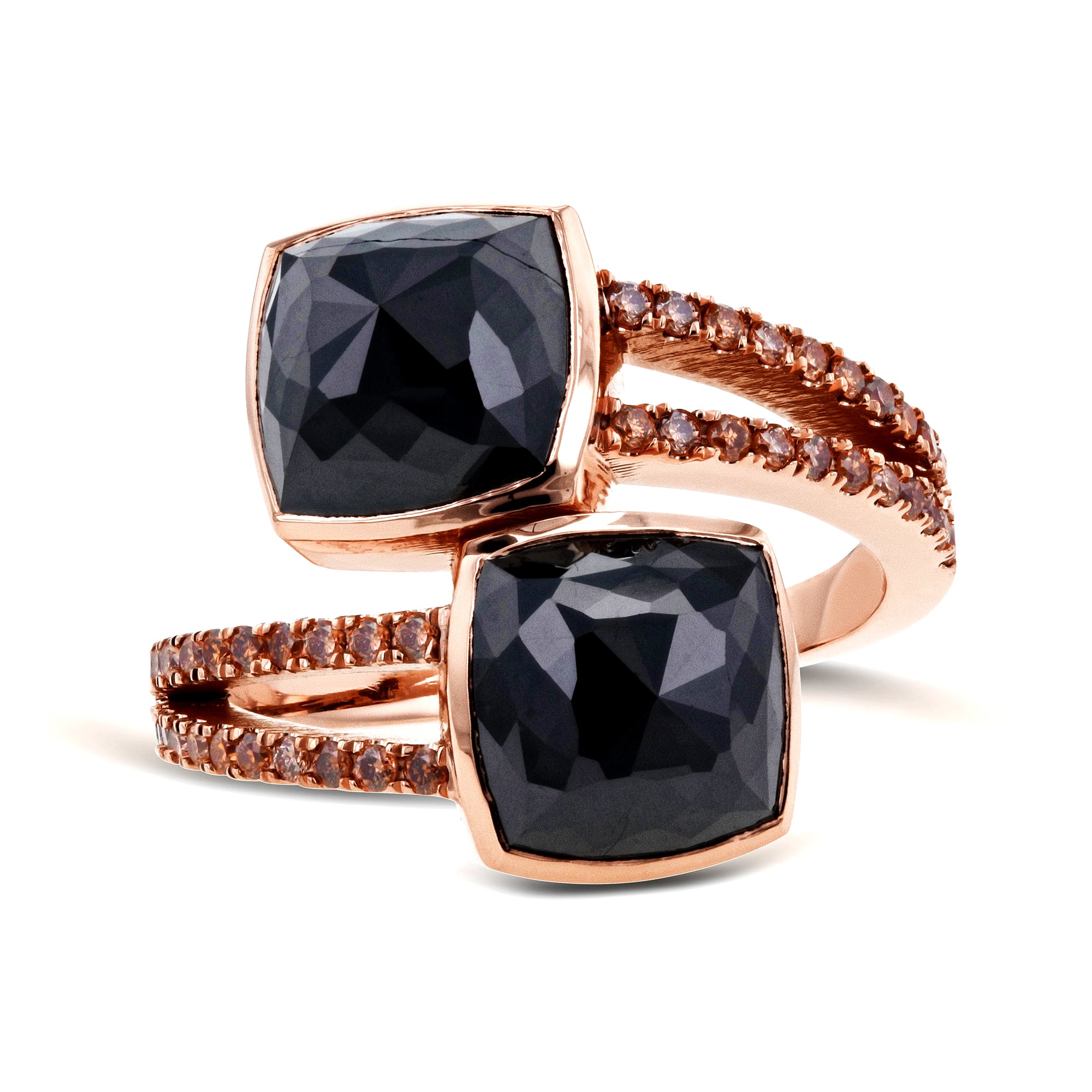 5.62 Carat Black & Champagne Diamond Toi et Moi Ring