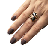Kobelli 2-Stone Black & Champagne Diamond Split Shank Bypass Fashion Ring 5 3/5ct TDW i 18k roséguld