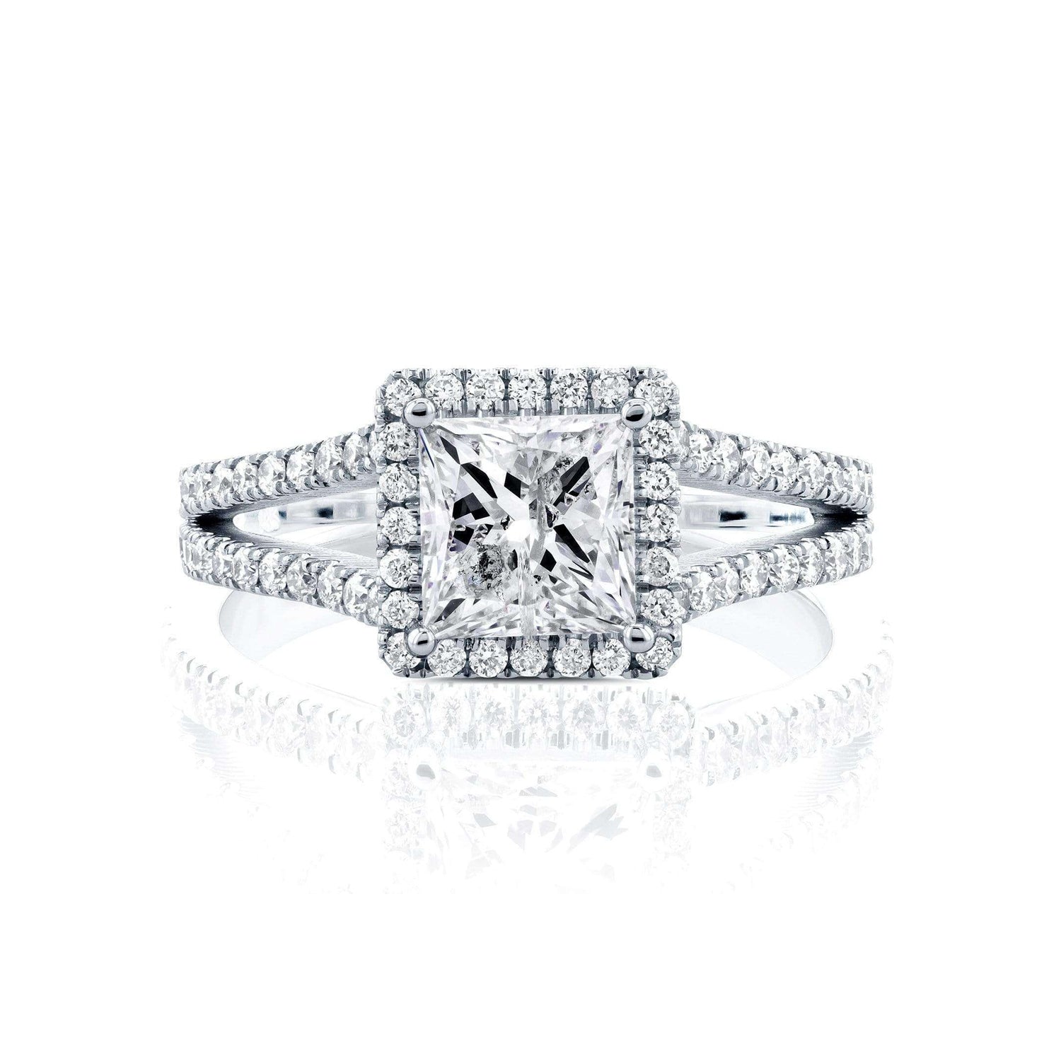 2.25 Carat Natural Diamond Princess Halo Split Ring