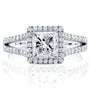 Kobelli Princess Diamond Halo Split Shank Ring 2 1/4 CTW in 14k White Gold (Certified)