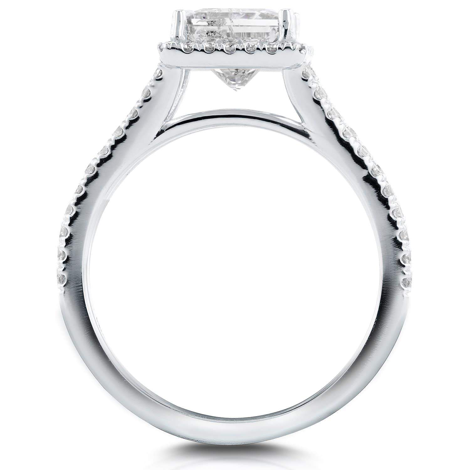 Kobelli Princess Diamond Halo Split Shank Ring 2 1/4 CTW in 14k White Gold (Certified)
