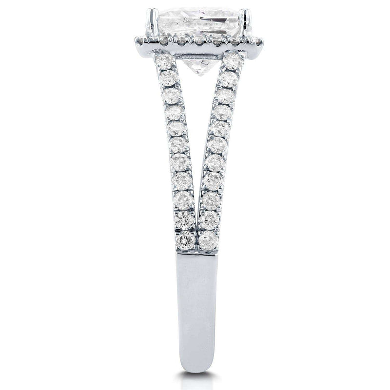 Kobelli Princess Diamond Halo Split Shank Ring 2 1/4 CTW in 14k White Gold (Certified)