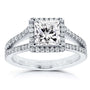 Kobelli Princess Diamond Halo Split Shank Ring 2 1/4 CTW in 14k White Gold (Certified)