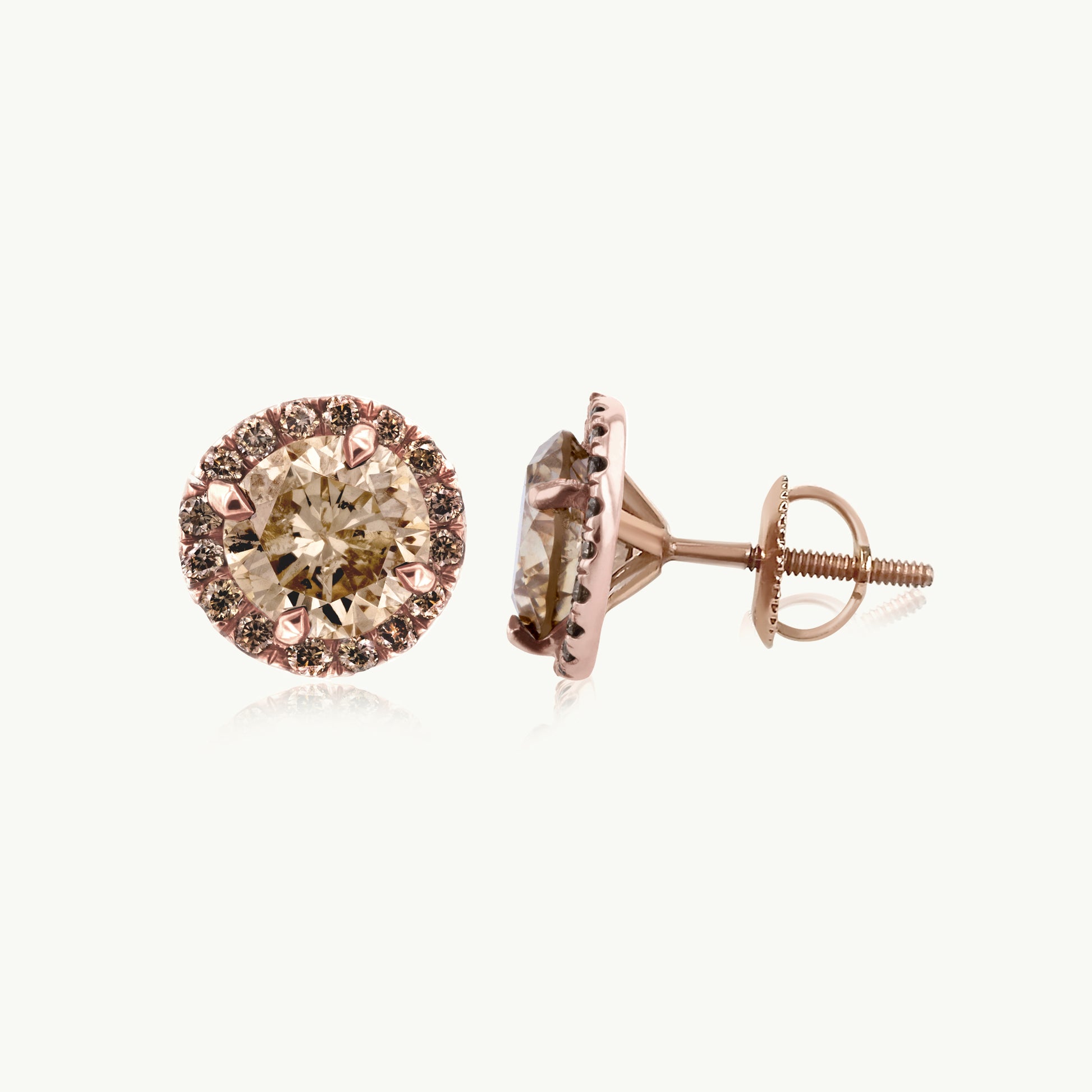 Champagne Halo Studs