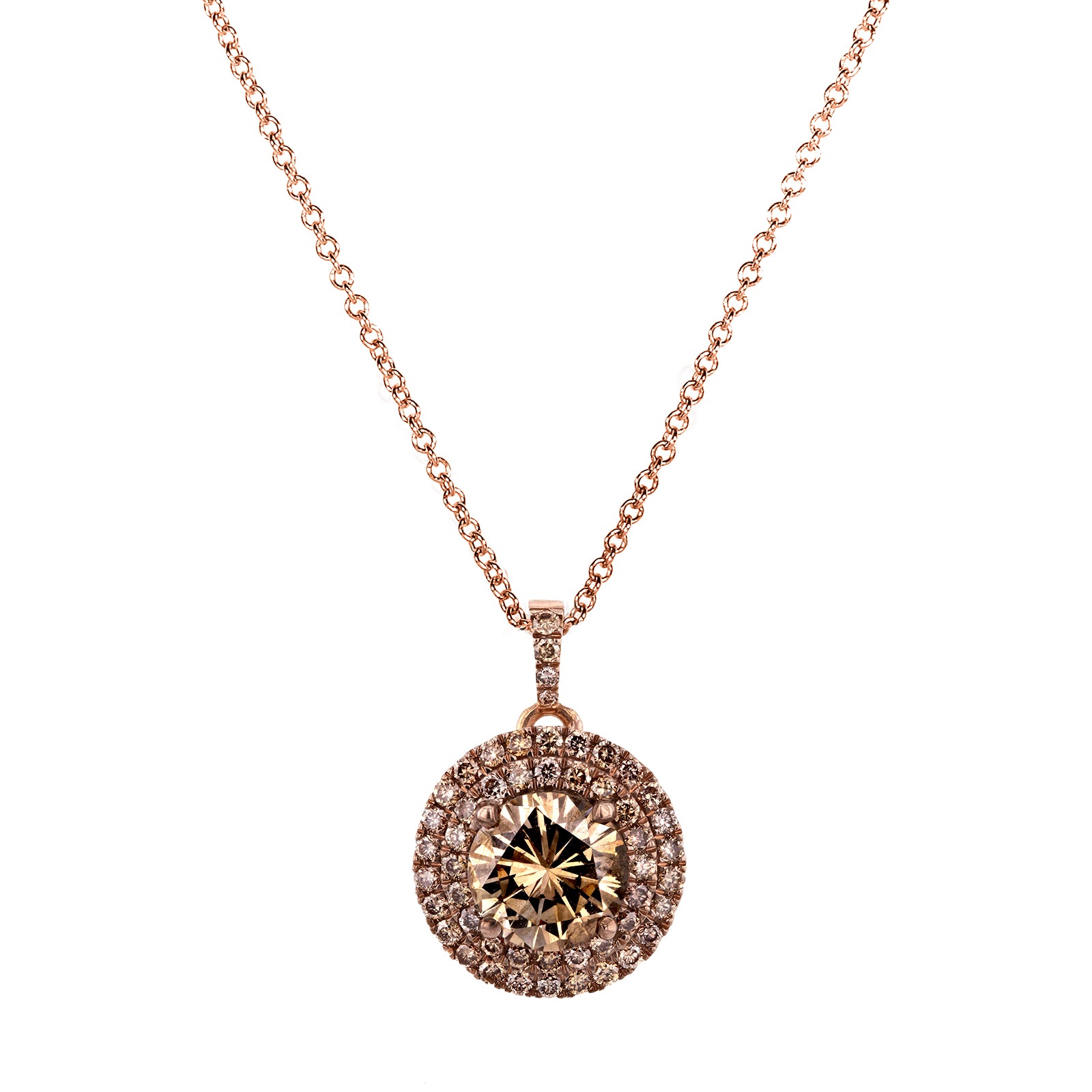 1.89 Carat Champagne Diamond Necklace