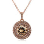 Kobelli 18k Rose Gold Champagne Double Halo Diamond Pendant 1 7/8 CTW with 14k Rose Gold Chain 71273X