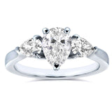 Kobelli Diamond Pear Tre-steins forlovelsesring 1 3/5 CTW i platina (sertifisert) 71289X/7.0P