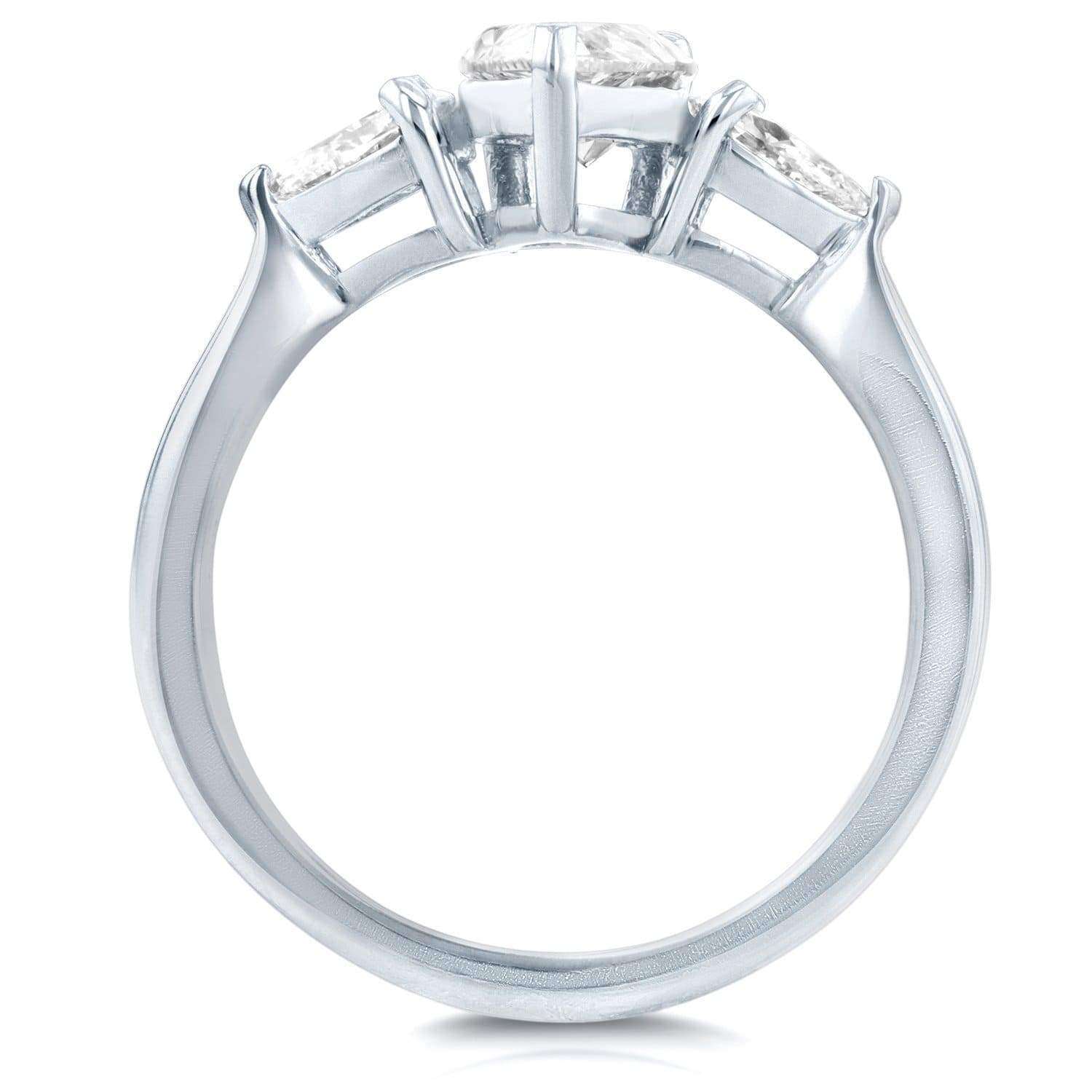Kobelli Diamond Pear Three-Stone Engagement Ring 1 3/5 CTW in Platinum (Certified) 71289X/7.0P