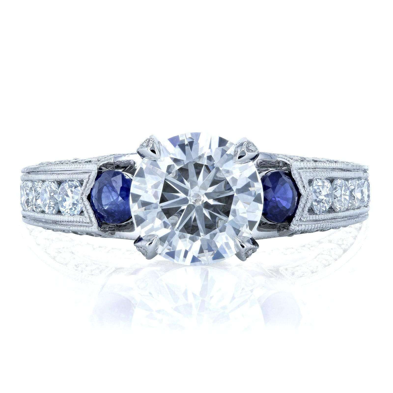 Kobelli Mixed 3-Stone Blue and White Engagement Ring 3 3/4 CTW 14k White Gold - Size 8 71331X/8W