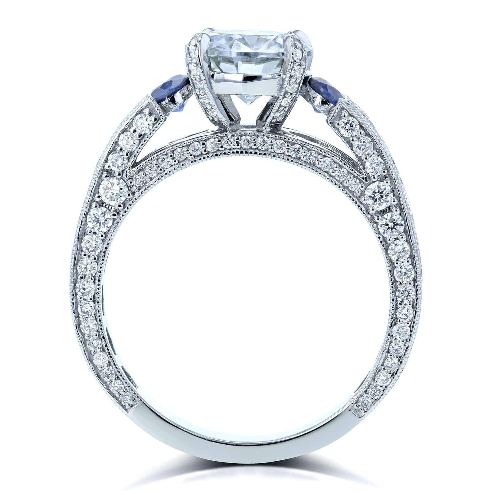 Kobelli Mixed 3-Stone Blue and White Engagement Ring 3 3/4 CTW 14k White Gold - Size 8 71331X/8W