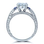 Kobelli Mixed 3-Stone Blue and White Engagement Ring 3 3/4 CTW 14k White Gold - Size 8 71331X/8W