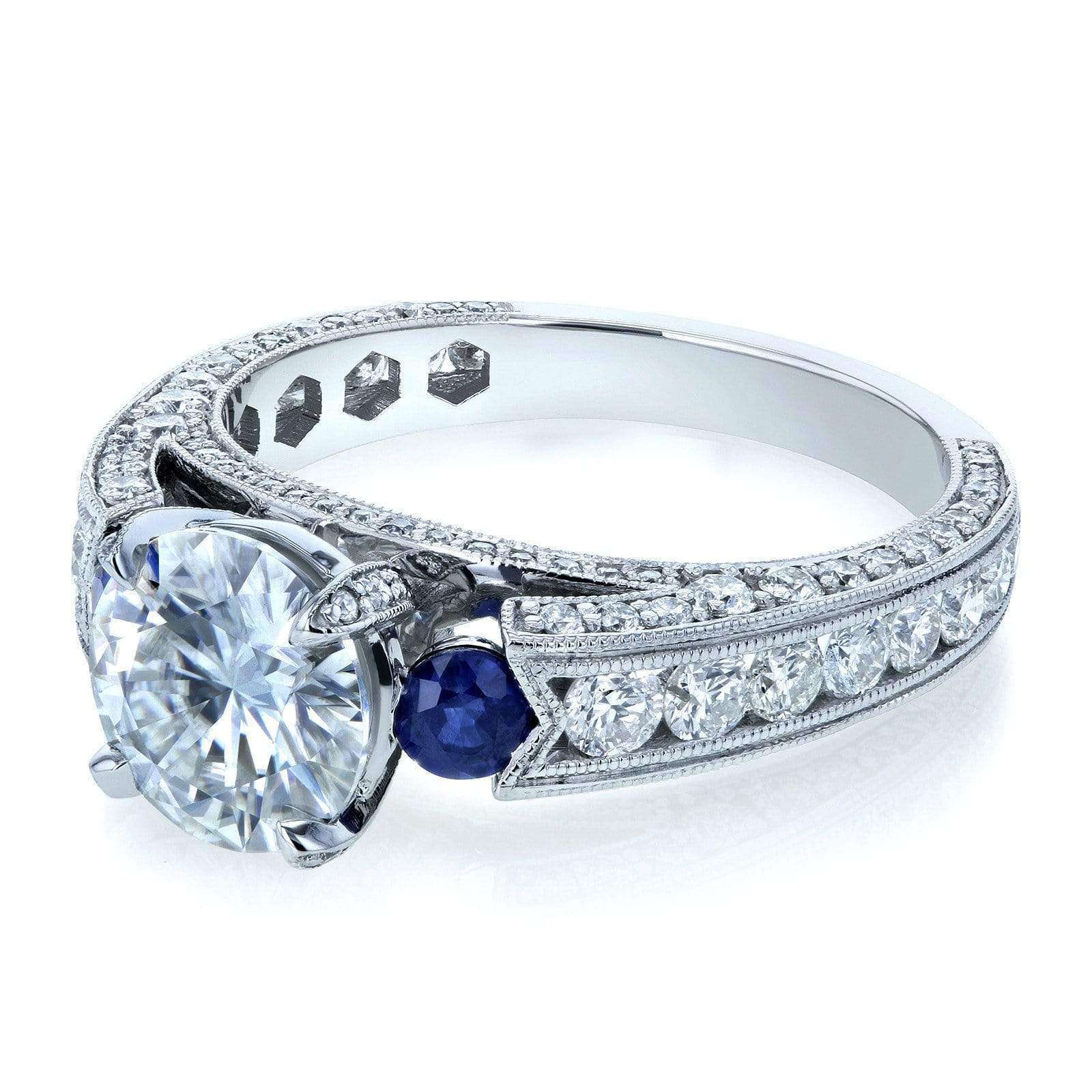 Kobelli Mixed 3-Stone Blue and White Engagement Ring 3 3/4 CTW 14k White Gold - Size 8 71331X/8W