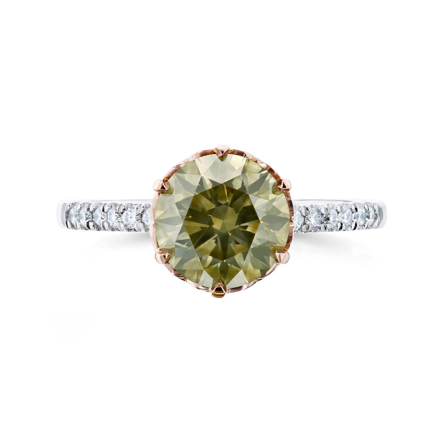 2.33 Carat Champagne Diamond Crown Ring