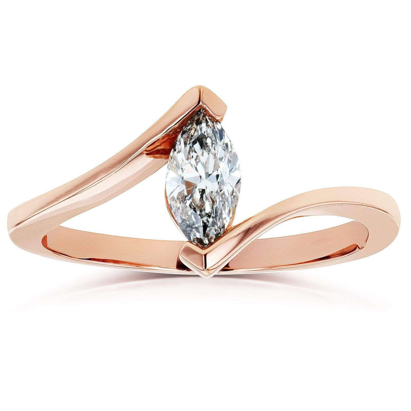 Kobelli Solitaire Marquise Diamond Chevron-prong Ring 14k Rose Gold (1/2ct)