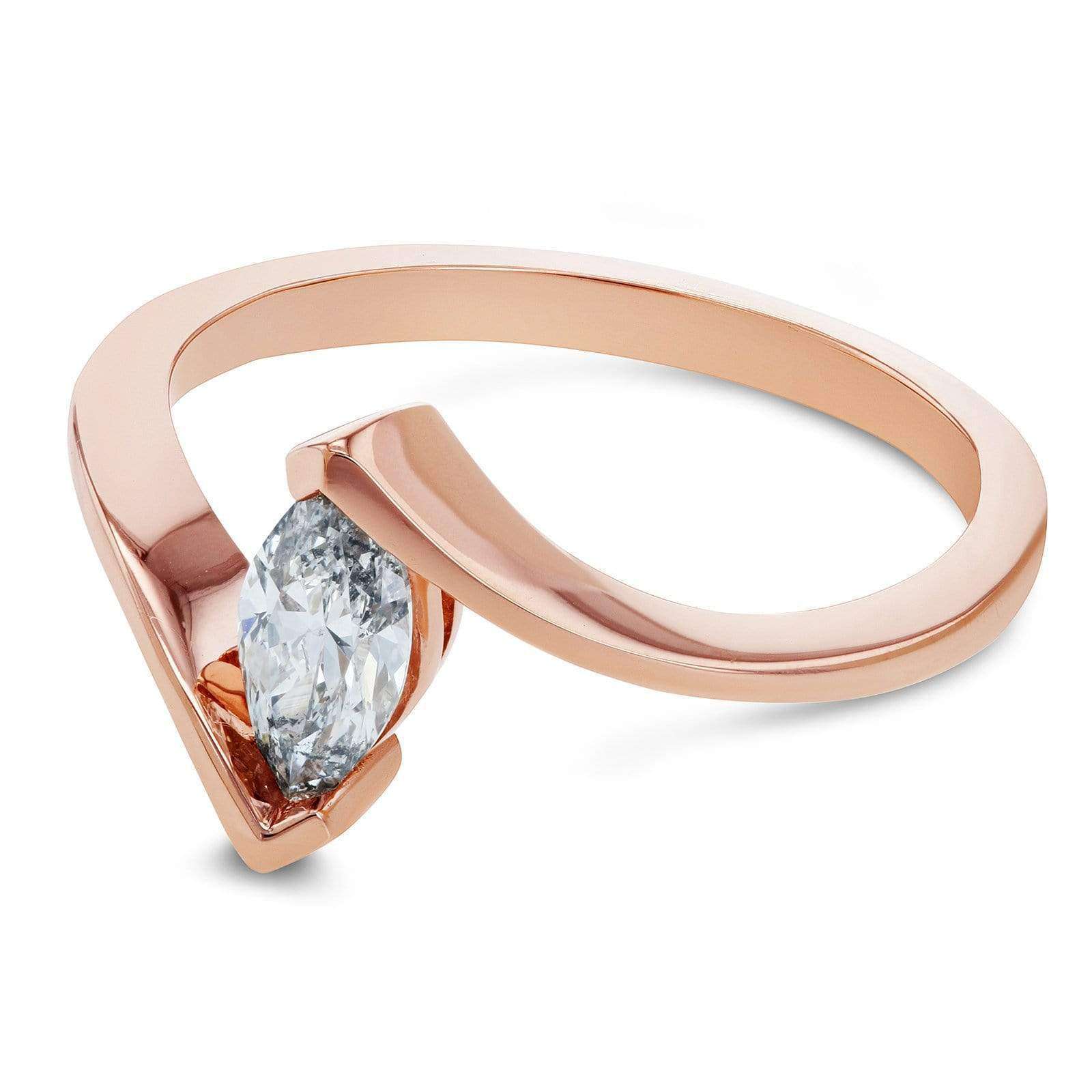Kobelli Solitaire Marquise Diamond Chevron-prong Ring 14k Rose Gold (1/2ct)