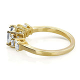 Anel de noivado de diamante com cinco pedras certificado Kobelli egl em ouro amarelo 14k 1 7/8 quilates tdw