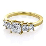 Anel de noivado de diamante com cinco pedras certificado Kobelli egl em ouro amarelo 14k 1 7/8 quilates tdw