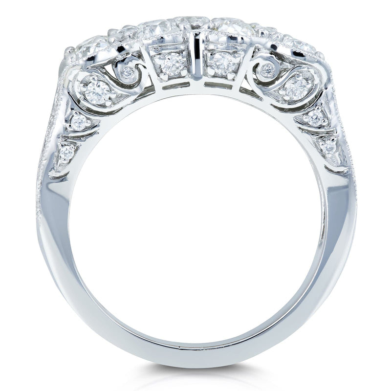 Kobelli Old Mine Cut Diamond Vintage Filigree Indented Concave Wide Ring 1 7/8 CTW in Platinum (Certified)