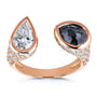 Kobelli Two Collection Certified Black and White Pear Diamond, Bezel and Pave Open Wrap-around Ring 3 7/8 CTW 18k Rose Gold - Size 7 71384X/7R