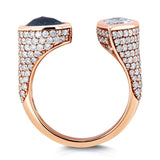 Kobelli Two Collection Certified Black and White Pear Diamond, Bezel and Pave Open Wrap-around Ring 3 7/8 CTW 18k Rose Gold - Storlek 7 71384X/7R
