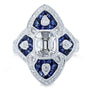 Kobelli Diamond and Sapphire Cabochon Ornate Long Pointed Ring 2 1/2 CTW 14k White Gold  - Size 7 71432X/7W