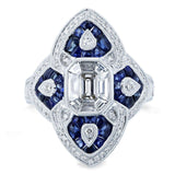 Kobelli diamant och safir Cabochon utsmyckad långspetsad ring 2 1/2 CTW 14 k vitguld - storlek 7 71432X/7W