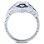 Kobelli Diamond and Sapphire Cabochon Ornate Long Pointed Ring 2 1/2 CTW 14k White Gold  - Size 7 71432X/7W