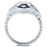 Kobelli diamant og safir Cabochon udsmykket lang spids ring 2 1/2 CTW 14 k hvidguld - størrelse 7 71432X/7W