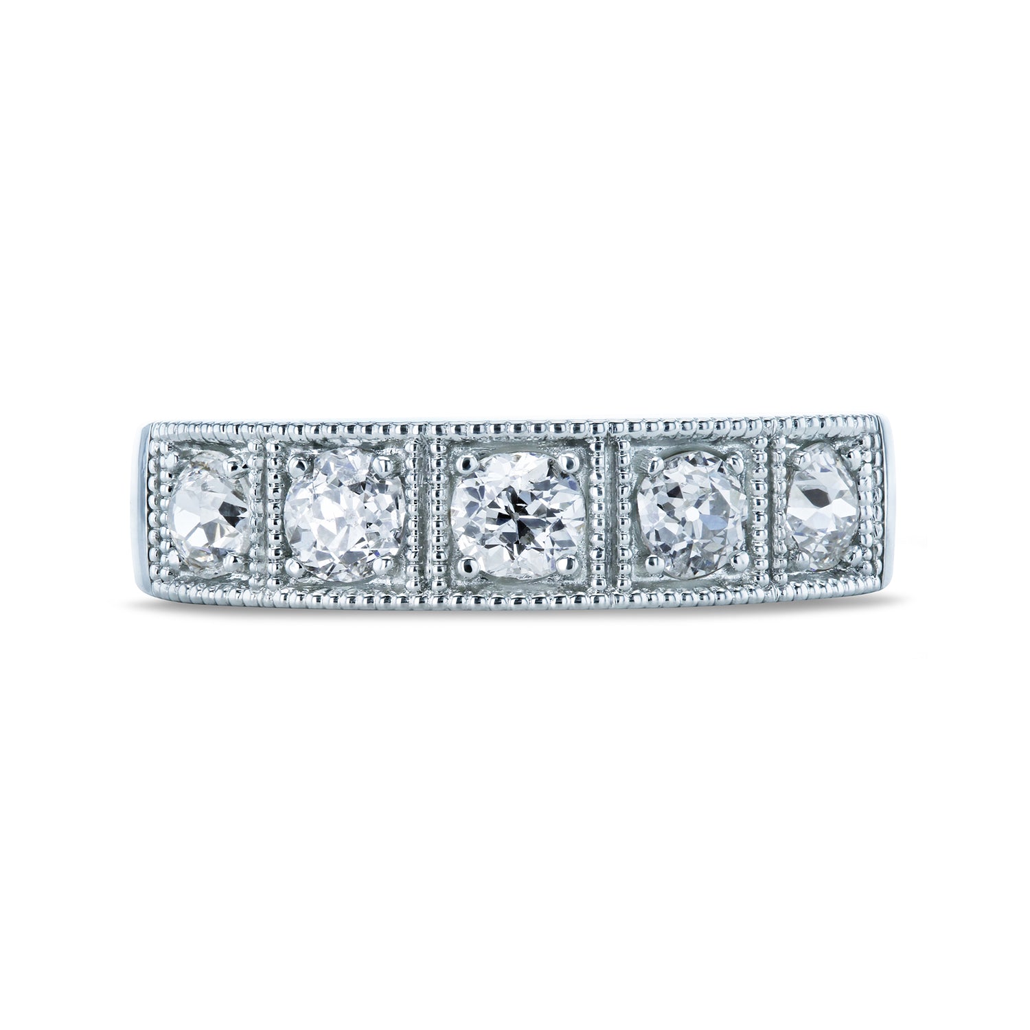 1.02 Carat Natural Diamond Old Mine Cut 5-Stone Ring