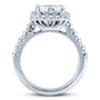 Kobelli Cushion Moissanite and Diamond Halo One-of-a-kind Engagement Ring, 3 3/5 CTW, 14k White Gold
