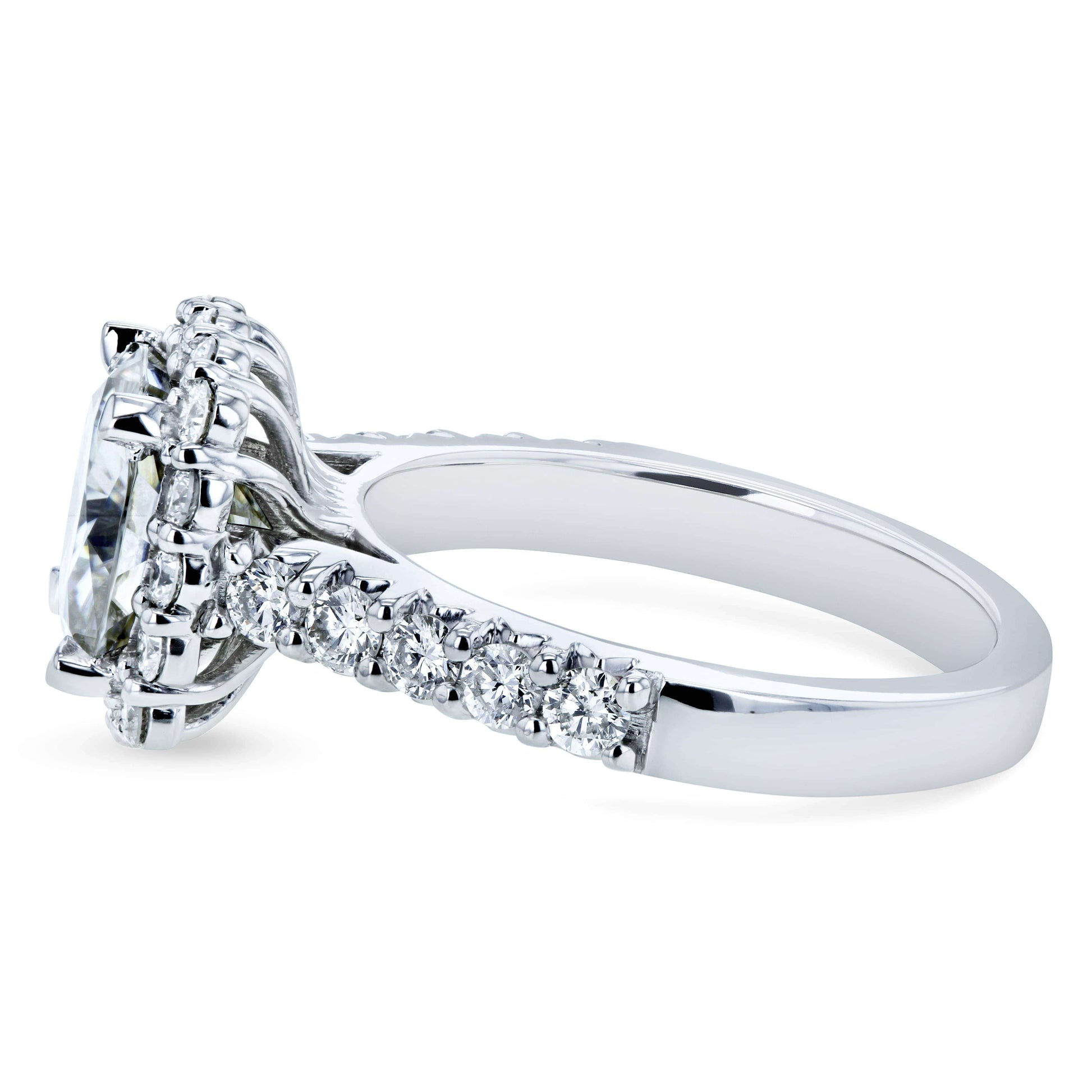 Kobelli Cushion Moissanite and Diamond Halo One-of-a-kind Engagement Ring, 3 3/5 CTW, 14k White Gold