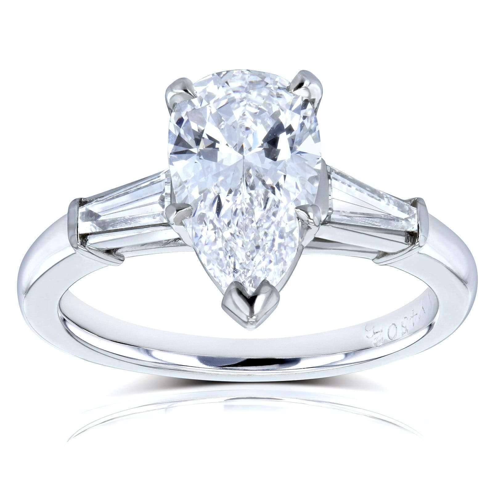 Kobelli Van Cleef Pear Brilliant Diamond Three Stone Engagement Ring 2 1/10 CTW in Platinum (GIA Certified), Size 6 71454X/6P