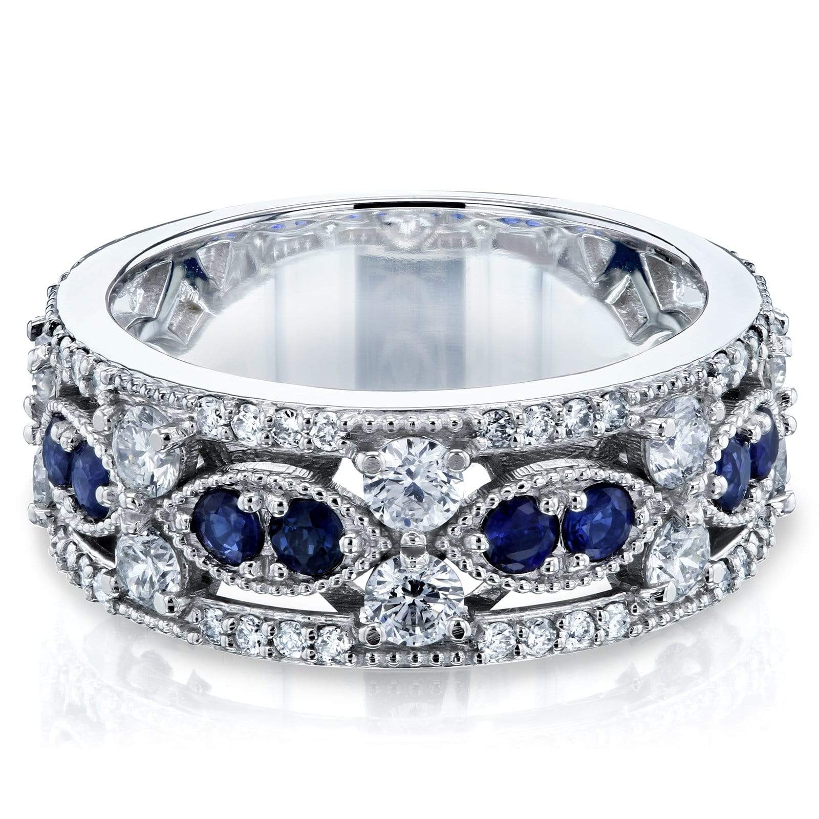 Kobelli Diamond and Sapphire Fashion Band 1 9/10 CTW in 14k White Gold