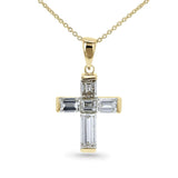 Kobelli Baguette-Diamant-Kreuz-Halskette (14 Karat Gelbgold) 71491x