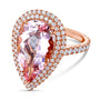 Kobelli Pear Premium Morganite Diamond Halo Cocktail Ring