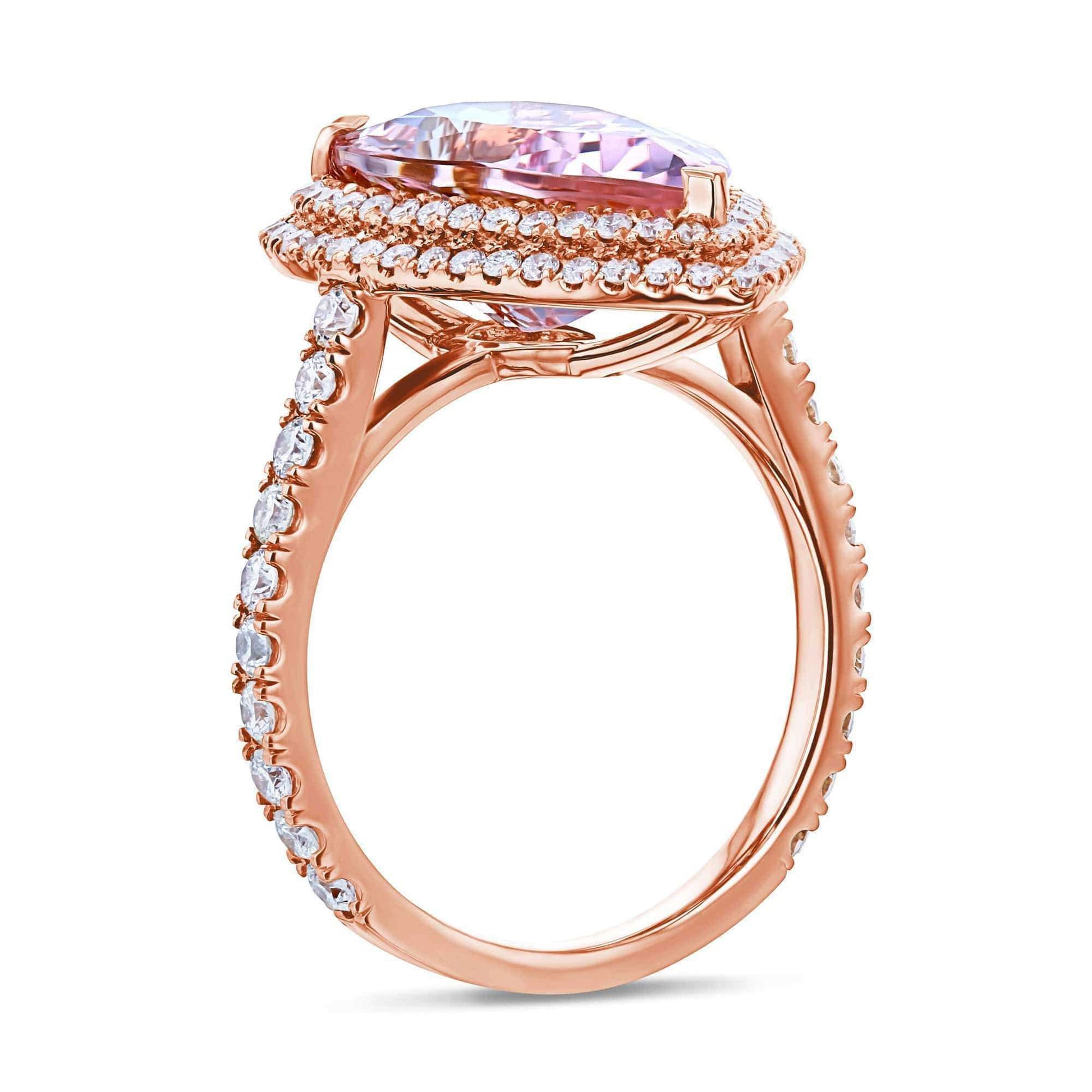 Kobelli Pear Premium Morganite Diamond Halo Cocktail Ring