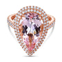 Kobelli Pear Premium Morganite Diamond Halo Cocktail Ring