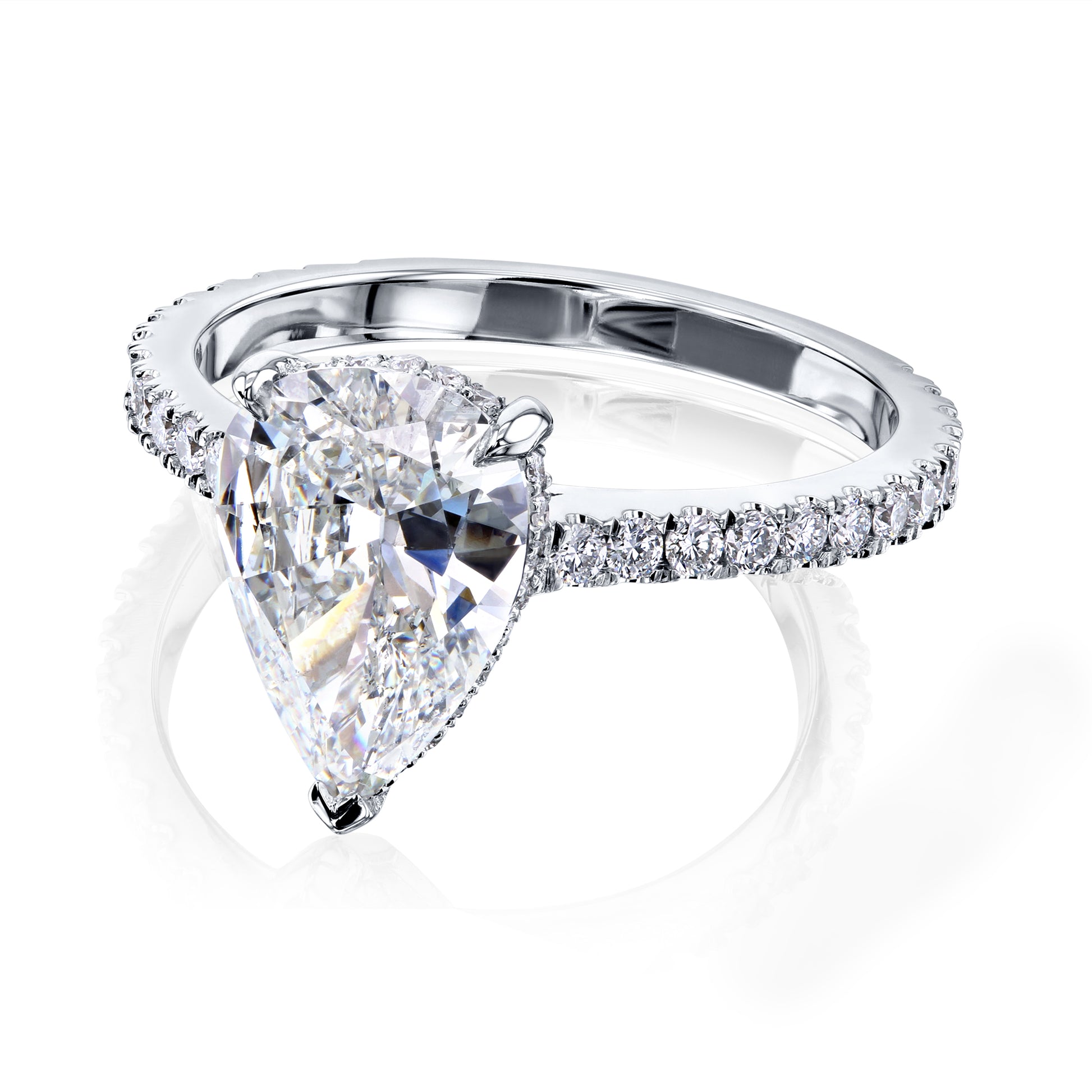2.38 Carat Natural Diamond Low-set Pear Ring (GIA)