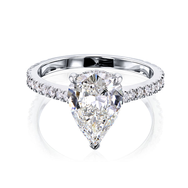 The Pear Hidden Halo Diamond Ring (GIA Certified)