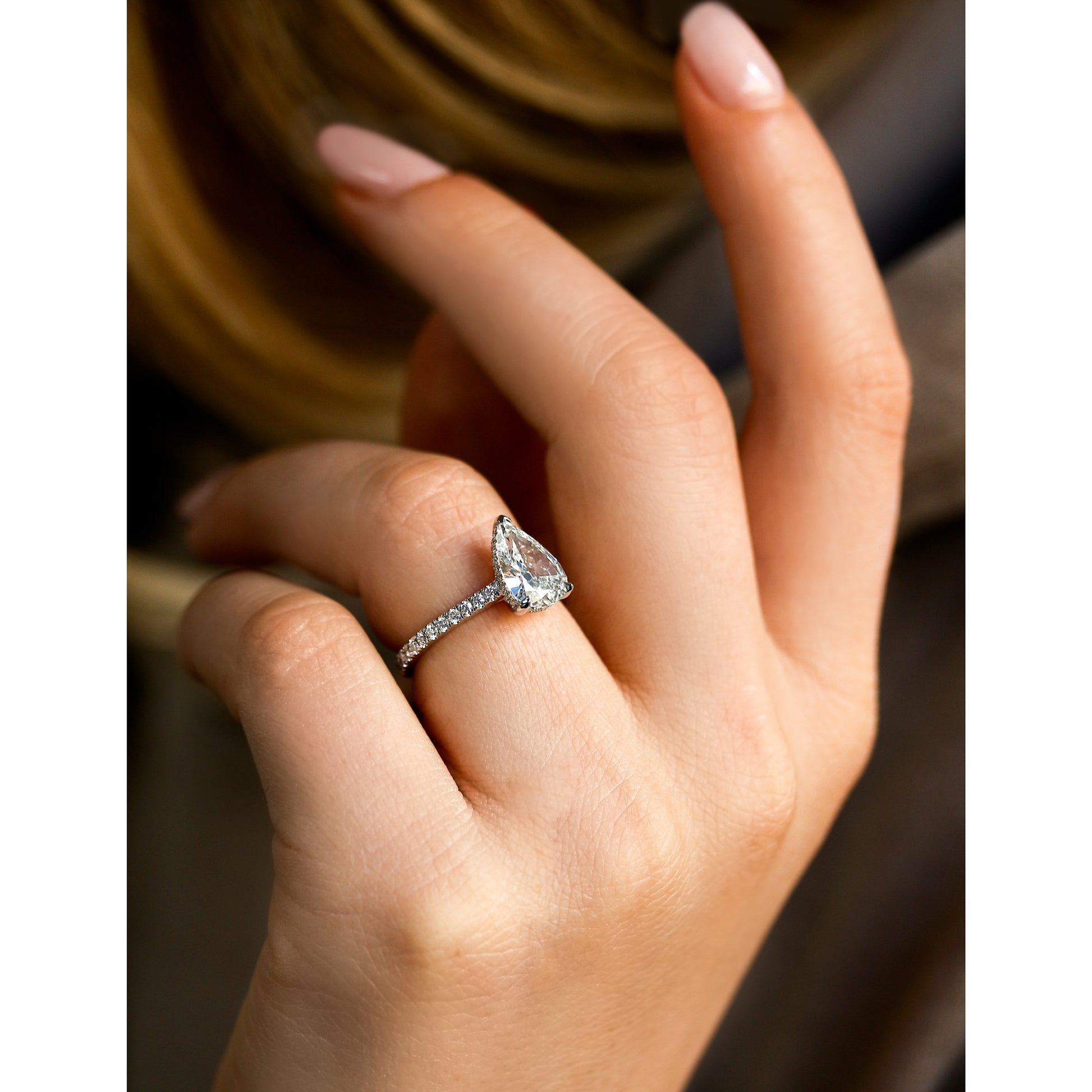 2.38 Carat Natural Diamond Low-set Pear Ring (GIA)