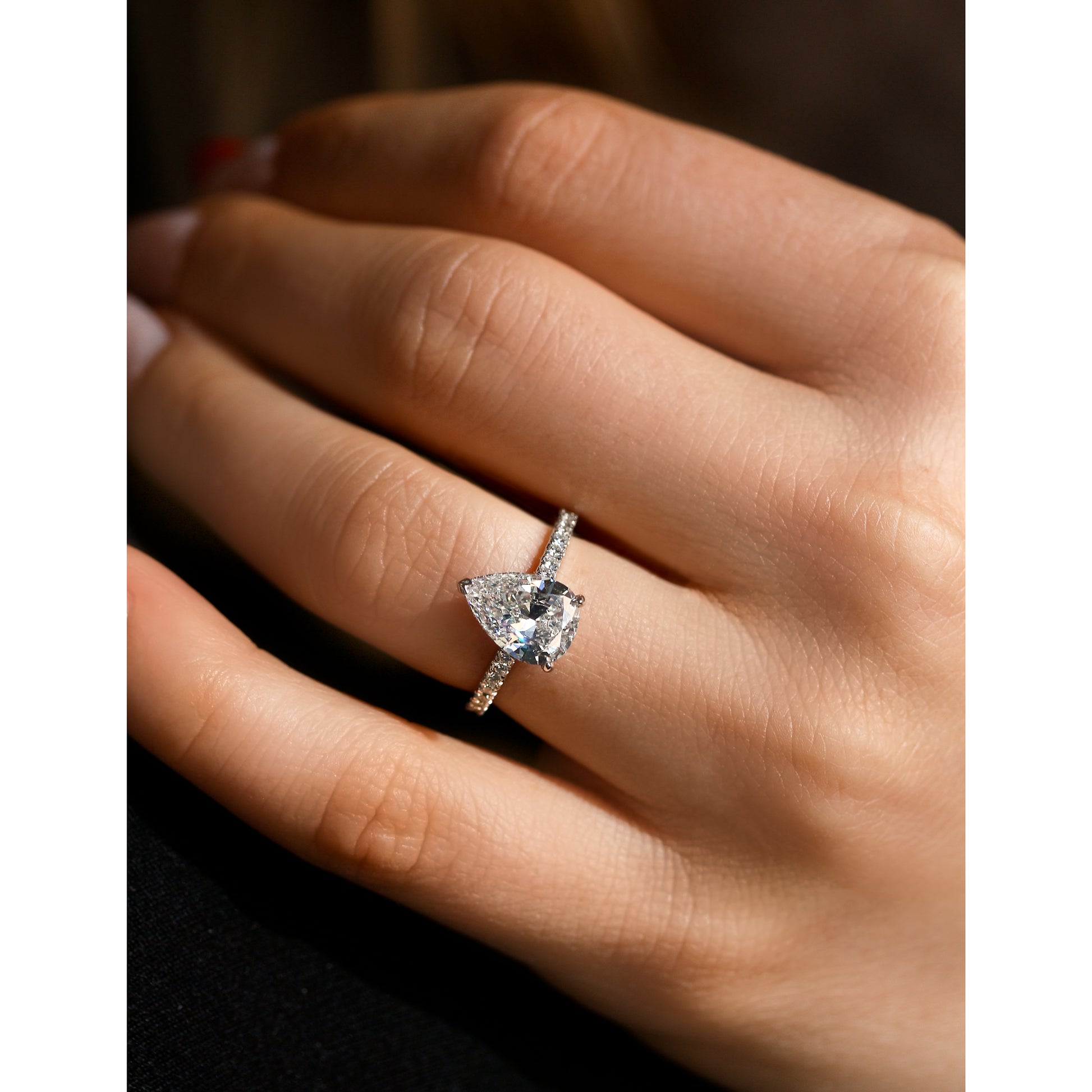 2.38 Carat Natural Diamond Low-set Pear Ring (GIA)